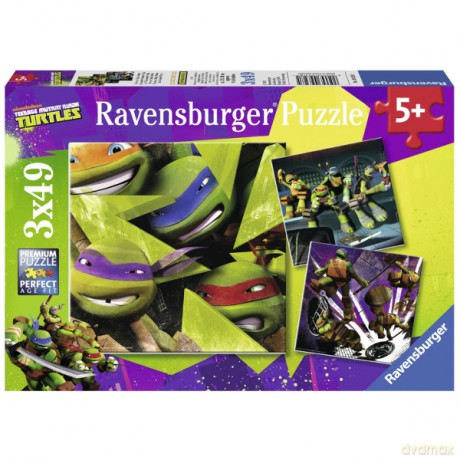 RAVENSBURGER 3x49 el. Żółwie Ninja [PUZZLE]