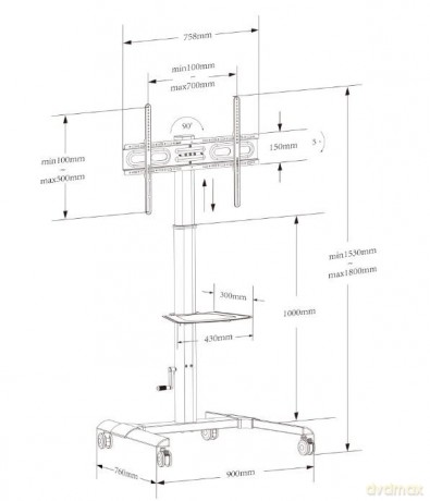 Stojak Mobilny LCD/LED 32-70cali, 40kg z półką