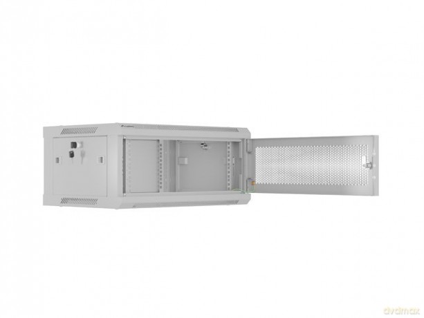 Szafa instalacyjna rack wisząca 19 cali 4U 600x450 drzwi perforowane (flat pack) szara