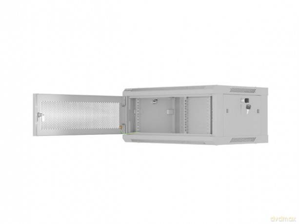 Szafa instalacyjna rack wisząca 19 cali 4U 600x450 drzwi perforowane (flat pack) szara