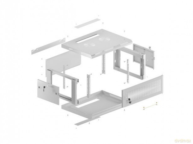 Szafa instalacyjna rack wisząca 19 cali 4U 600x450 drzwi perforowane (flat pack) szara