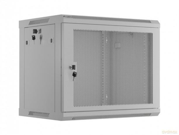 Szafa instalacyjna rack wisząca 19 cali 9U 600x450 drzwi perforowane (flat pack) szara