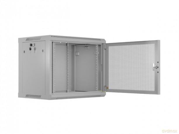 Szafa instalacyjna rack wisząca 19 cali 9U 600x450 drzwi perforowane (flat pack) szara