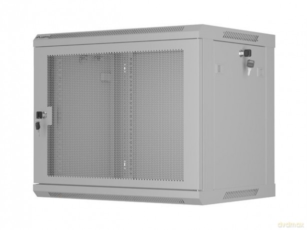 Szafa instalacyjna rack wisząca 19 cali 9U 600x450 drzwi perforowane (flat pack) szara