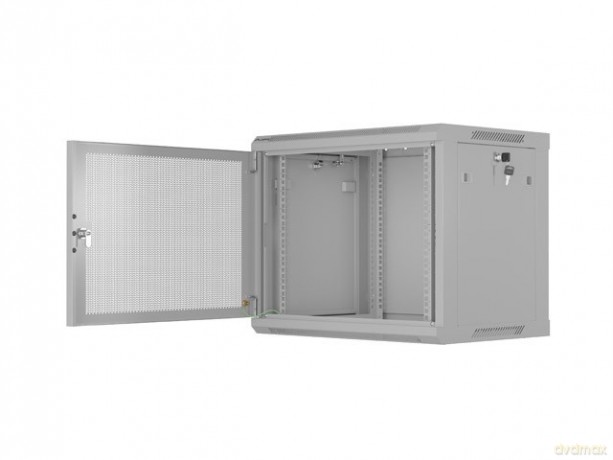 Szafa instalacyjna rack wisząca 19 cali 9U 600x450 drzwi perforowane (flat pack) szara
