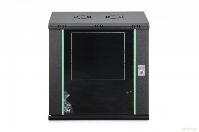 Szafa sieciowa wisząca Dynamic 19" 12U rack 607x600x450mm, drzwi szyba, czarna, niezłożona, 60kg