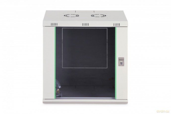 Szafa sieciowa wisząca Dynamic 19" 12U rack 607x600x450mm, drzwi szyba, szara, niezłożona, 60kg