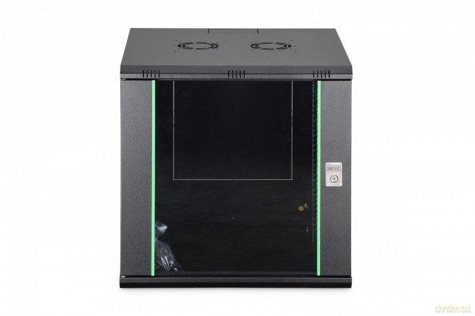 Szafa sieciowa wisząca Dynamic 19" 12U rack 607x600x600mm, drzwi szyba, czarna, niezłożona, 60kg