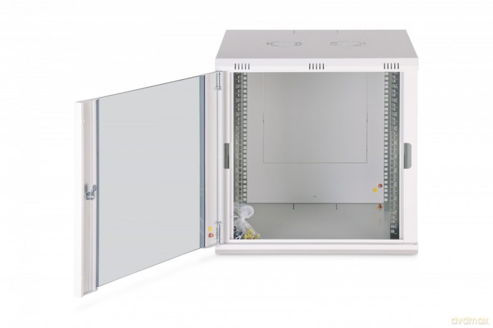 Szafa sieciowa wisząca Dynamic 19" 12U rack 607x600x600mm, drzwi szyba, szara, niezłożona, 60kg