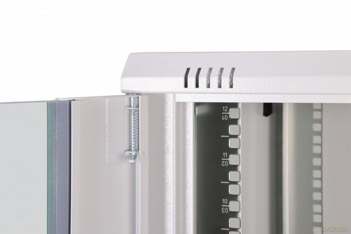 Szafa sieciowa wisząca Dynamic 19" 12U rack 607x600x600mm, drzwi szyba, szara, niezłożona, 60kg
