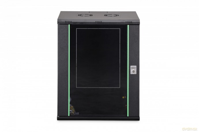 Szafa sieciowa wisząca Dynamic 19" 16U rack 785x600x450mm, drzwi szyba, czarna, niezłożona, 60kg