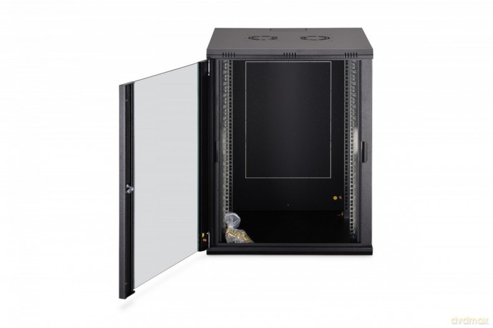 Szafa sieciowa wisząca Dynamic 19" 16U rack 785x600x600mm, drzwi szyba, czarny, niezłożona, 60kg