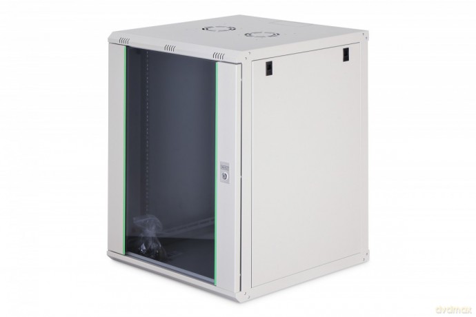 Szafa sieciowa wisząca Dynamic 19" 16U rack 785x600x600mm, drzwi szyba, szary, niezłożona, 60kg