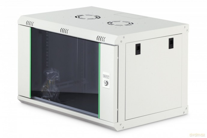 Szafa sieciowa wisząca Dynamic 19" 7U rack 385x600x450mm, drzwi szyba, szara, niezłożona, 60kg