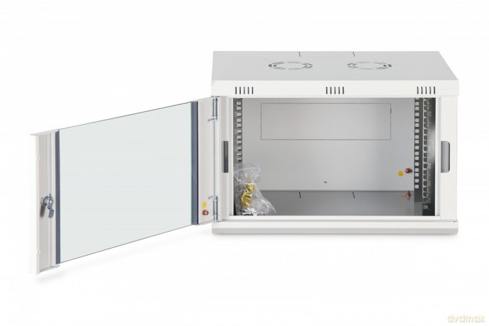 Szafa sieciowa wisząca Dynamic 19" 7U rack 385x600x450mm, drzwi szyba, szara, niezłożona, 60kg