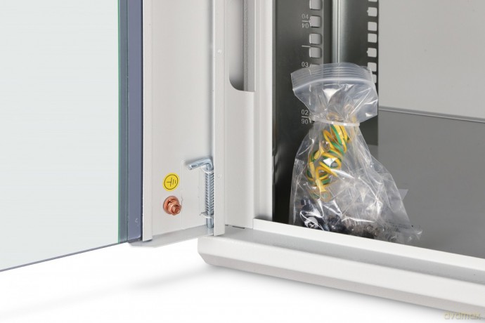 Szafa sieciowa wisząca Dynamic 19" 7U rack 385x600x450mm, drzwi szyba, szara, niezłożona, 60kg