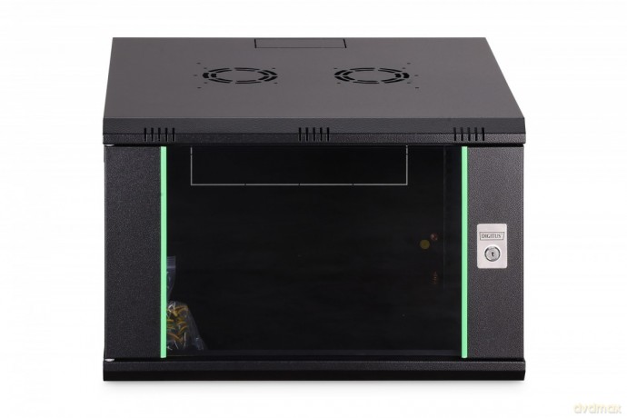 Szafa sieciowa wisząca Dynamic 19" 7U rack 385x600x600mm, drzwi szyba, czarna, niezłożona, 60kg