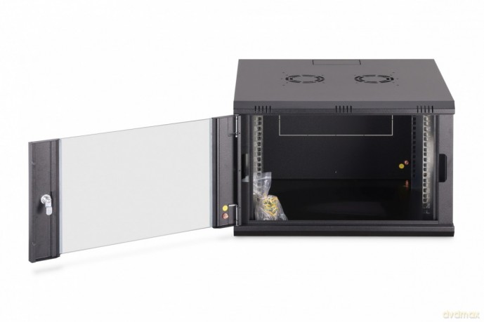 Szafa sieciowa wisząca Dynamic 19" 7U rack 385x600x600mm, drzwi szyba, czarna, niezłożona, 60kg