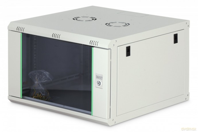 Szafa sieciowa wisząca Dynamic 19" 7U rack 385x600x600mm, drzwi szyba, szara, niezłożona, 60kg