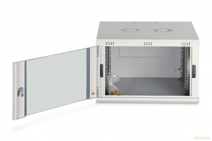 Szafa sieciowa wisząca Dynamic 19" 7U rack 385x600x600mm, drzwi szyba, szara, niezłożona, 60kg