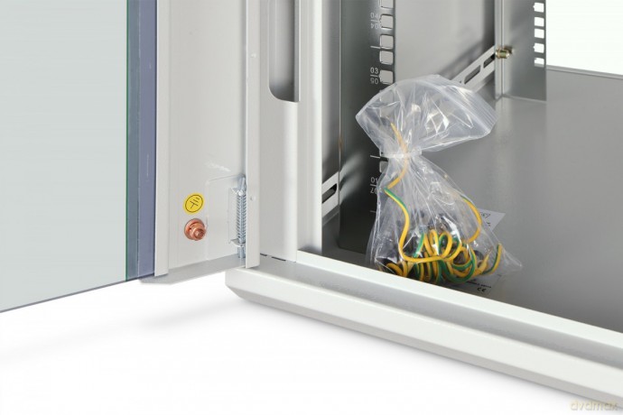 Szafa sieciowa wisząca Dynamic 19" 7U rack 385x600x600mm, drzwi szyba, szara, niezłożona, 60kg