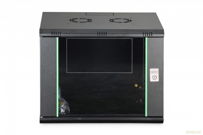 Szafa sieciowa wisząca Dynamic 19" 9U rack 474x600x450mm, drzwi szyba, czarna, niezłożona, 60kg