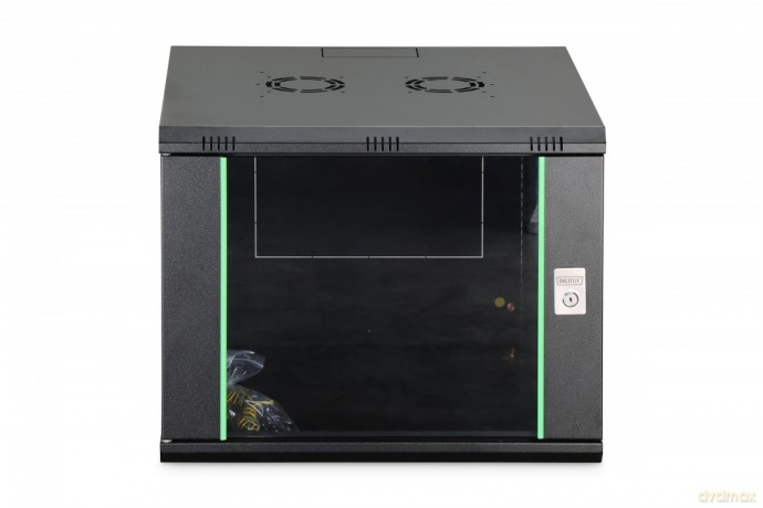 Szafa sieciowa wisząca Dynamic 19" 9U rack 474x600x600mm, drzwi szyba, czarna, niezłożona, 60kg