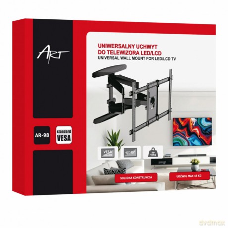 Uchwyt do TV LCD/LED 40-75 cali 45KG AR-98 reg. pion i poziom 58-500mm max VESA 600x400