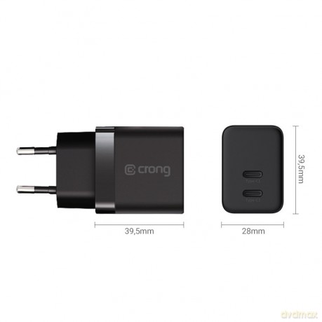 Ultra Compact GaN Ładowarka sieciowa 2x USB-C 35W PD 3.0 z PPS Czarna