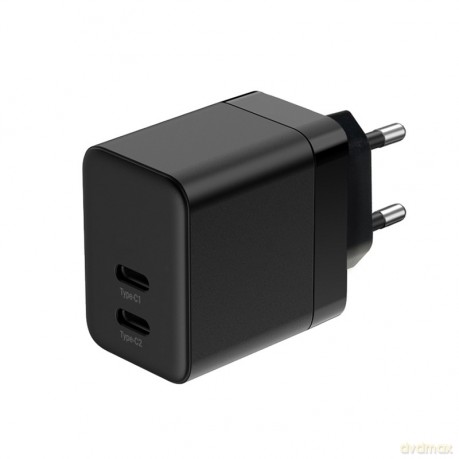 Ultra Compact GaN Ładowarka sieciowa 2x USB-C 35W PD 3.0 z PPS Czarna