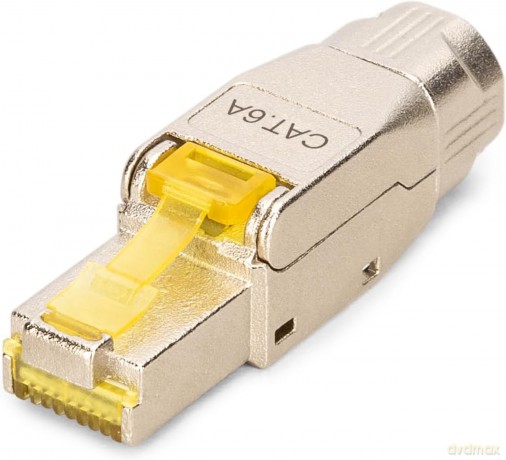 Wtyk modularny RJ45 kat.6A, PoE++, 10GbE, STP, ekranowany, beznarzędziowy, zakręcany, metalowy, AWG 22-27, linka/drut