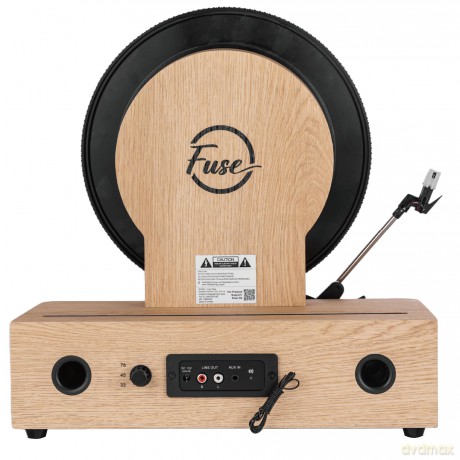 Fuse: WRAP Vertical Record Player With Bluetooth IN/OUT. FM Radio. And Built-In Album Cover Holder