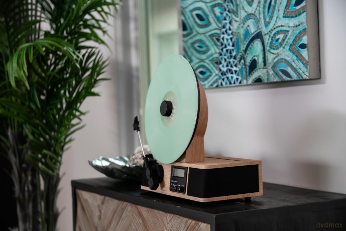 Fuse: WRAP Vertical Record Player With Bluetooth IN/OUT. FM Radio. And Built-In Album Cover Holder