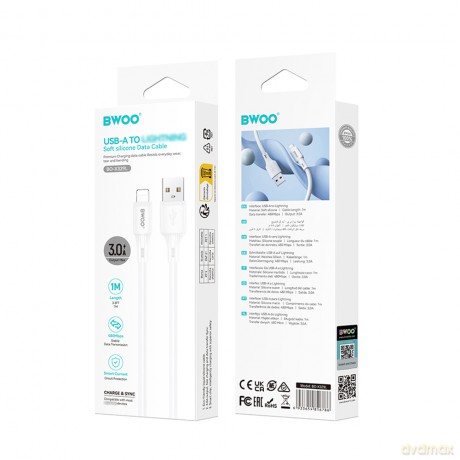 BWOO kabel 3A silikonowy X329L usb-c - lightning 3A 1m biały