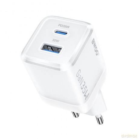 BWOO ładowarka sieciowa GaN CDA222 PD 35W 1 x USB 1 x USB-C biała