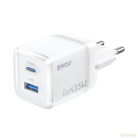 BWOO ładowarka sieciowa GaN CDA222 PD 35W 1 x USB 1 x USB-C biała