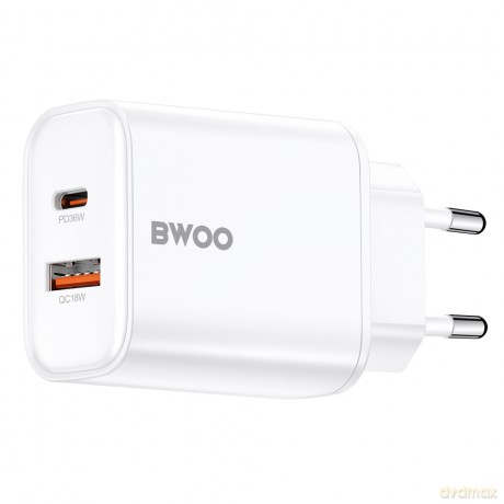 BWOO ładowarka sieciowa PD 36W CDA207 1x USB 1xUSB-C biały