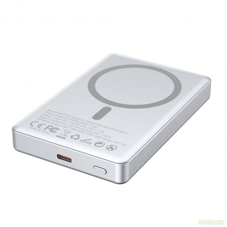 BWOO power bank magnetyczny P76 PD 20W 10000 mAh z wyświetlaczem i portem USB-C srebrny