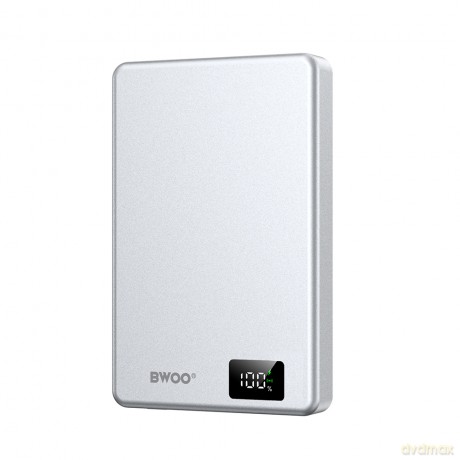 BWOO power bank magnetyczny P76 PD 20W 10000 mAh z wyświetlaczem i portem USB-C srebrny
