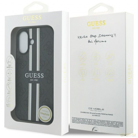 Guess nakładka 4G Printed Stripes MagSafe do iPhone 17 czarna