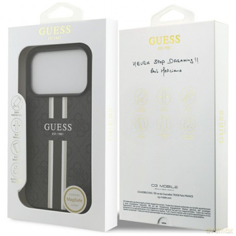 Guess nakładka 4G Printed Stripes MagSafe do iPhone 17 Pro czarna