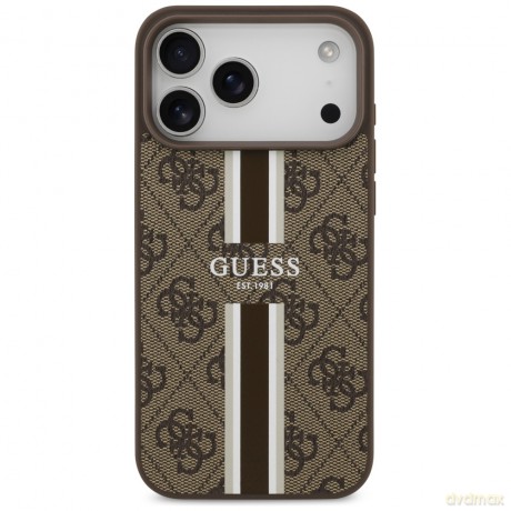 Guess nakładka 4G Printed Stripes MagSafe do iPhone 17 Pro Max brązowa