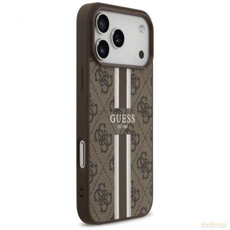 Guess nakładka 4G Printed Stripes MagSafe do iPhone 17 Pro Max brązowa