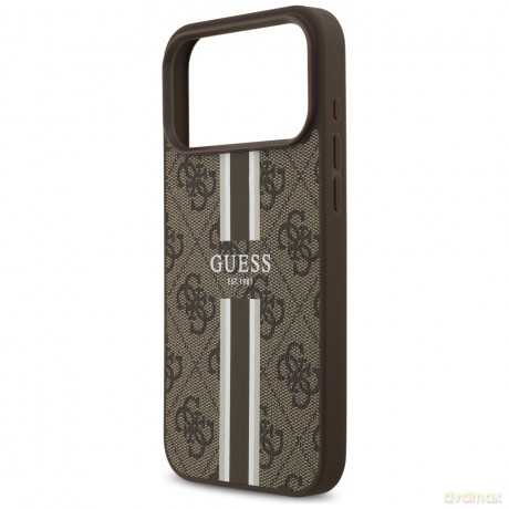 Guess nakładka 4G Printed Stripes MagSafe do iPhone 17 Pro Max brązowa