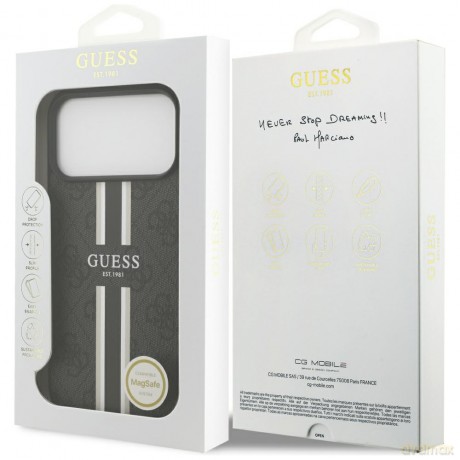 Guess nakładka 4G Printed Stripes MagSafe do iPhone 17 Pro Max czarna