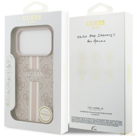 Guess nakładka 4G Printed Stripes MagSafe do iPhone 17 Pro różowa