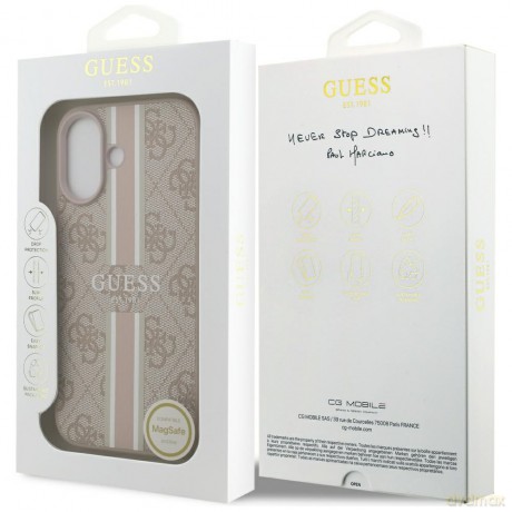 Guess nakładka 4G Printed Stripes MagSafe do iPhone 17 różowa