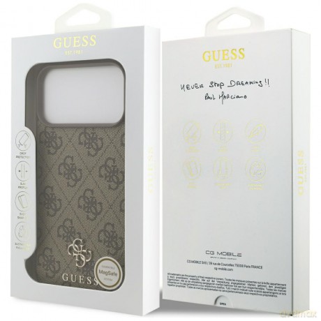 Guess nakładka 4G Small Classic Logo MagSafe do iPhone 17 Pro Max brązowa