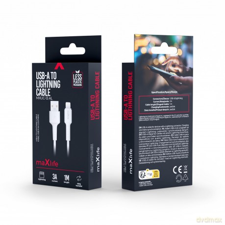 Maxlife kabel MXUC-13 USB-A - Lightning 1,0 m 3,0A biały