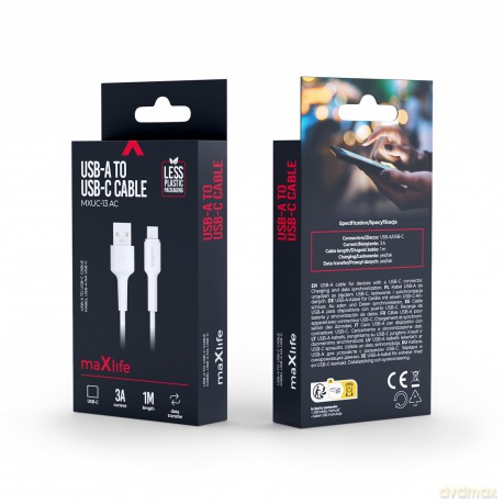 Maxlife kabel MXUC-13 USB-A - USB-C 1,0 m 3,0A biały